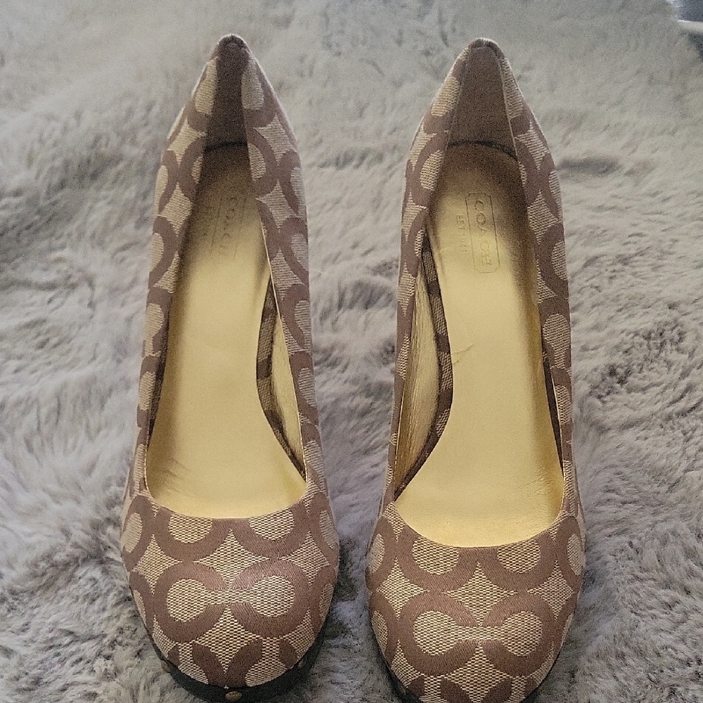 Coach Women's Brown Patterned Heels